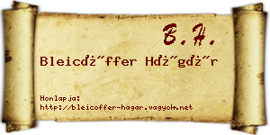 Bleicöffer Hágár névjegykártya